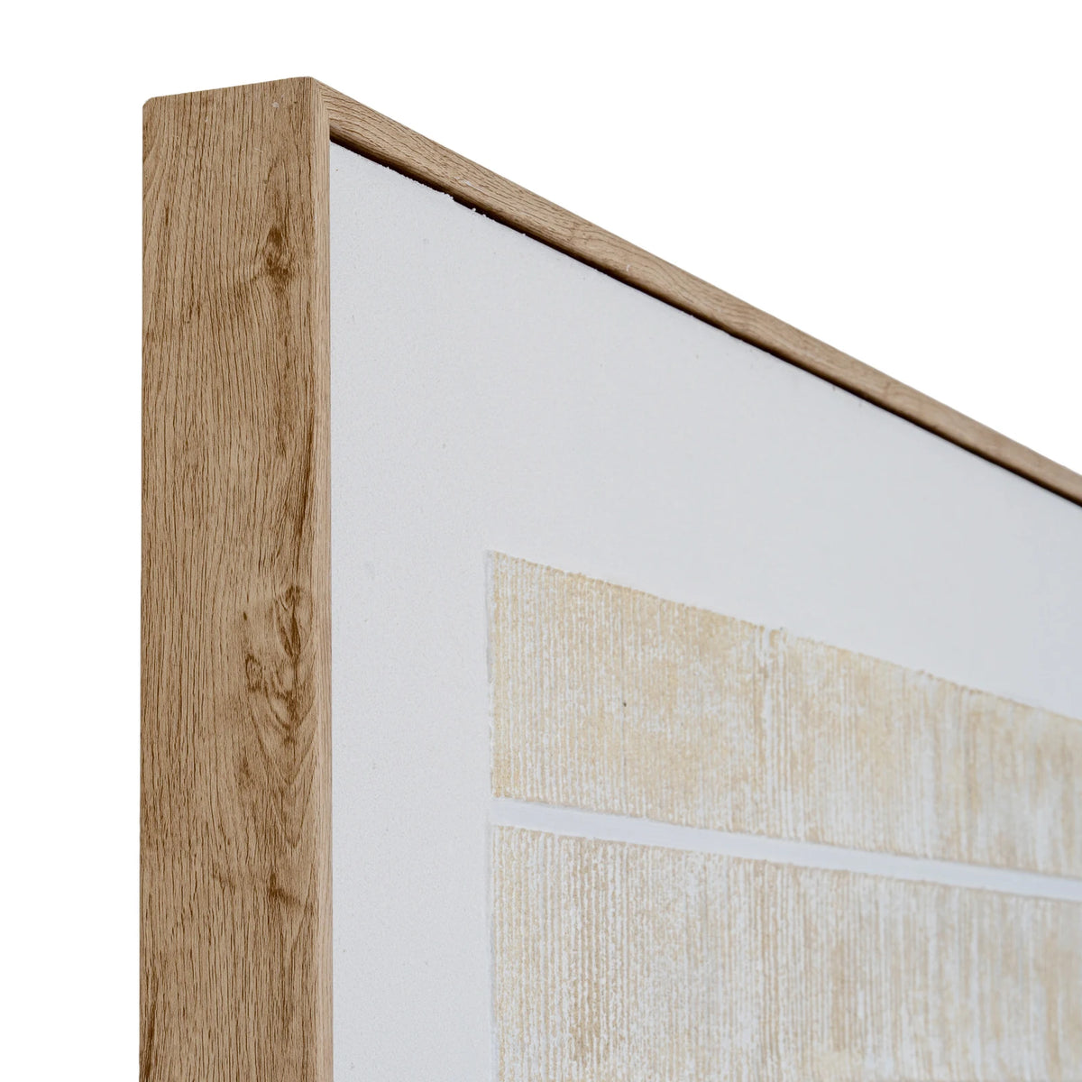 Sola Large Neutral Picture In Frame, close-up of the wooden frame and pale abstract print