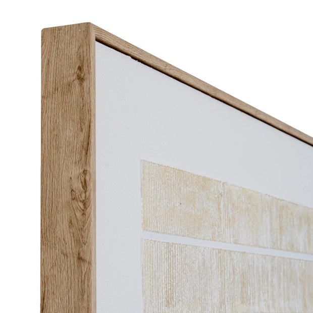 Sola Large Neutral Picture In Frame, close-up of the wooden frame and pale abstract print