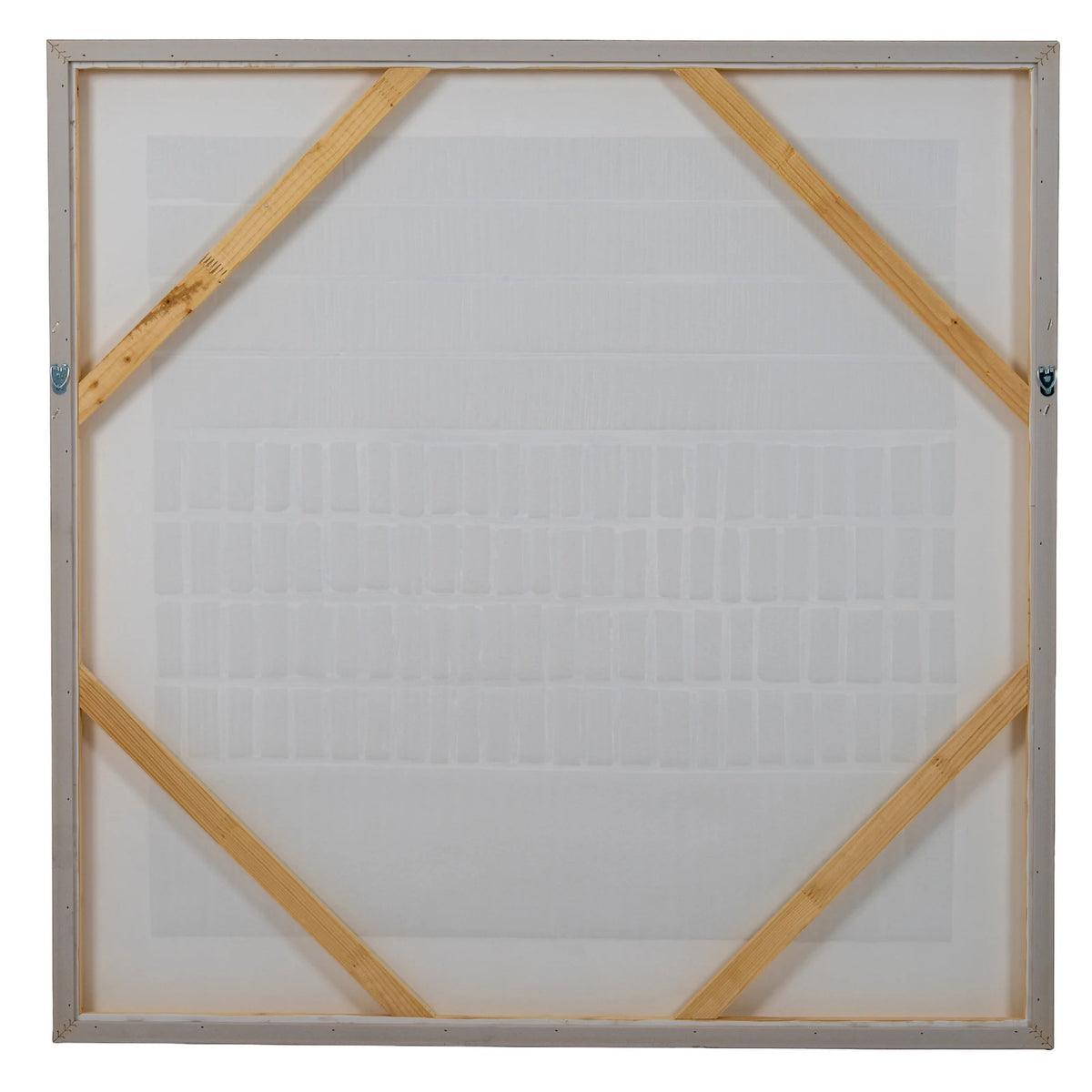 Sola Large Neutral Picture In Frame, rear view of the framed canvas and wooden braces