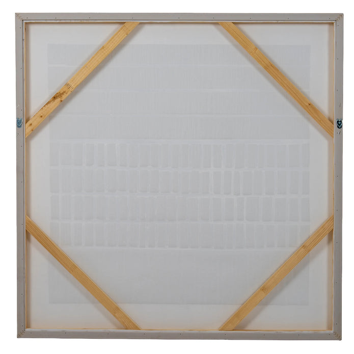 Sola Large Neutral Picture In Frame, rear view of the framed canvas and wooden braces