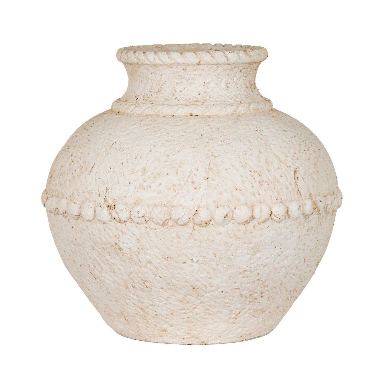 Olympia Stone Matt Vase, small cream stone vase against white