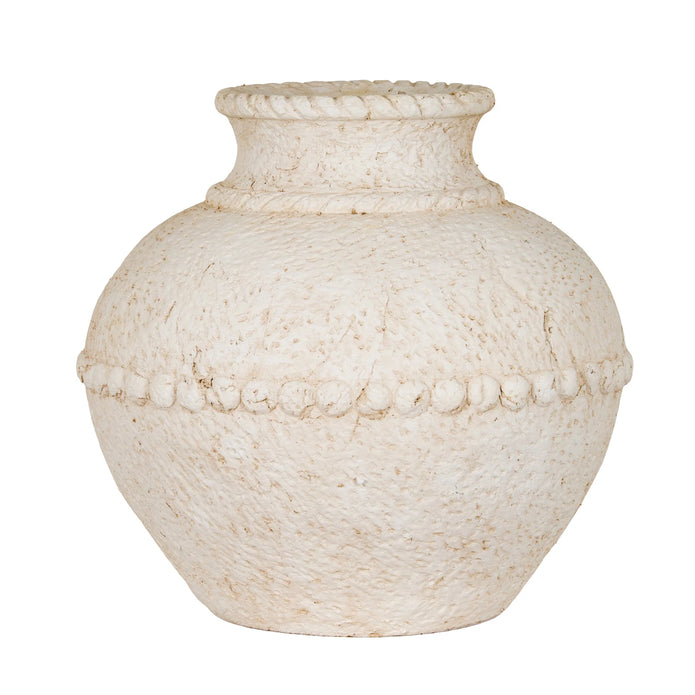 Olympia Stone Matt Vase, small cream stone vase against white