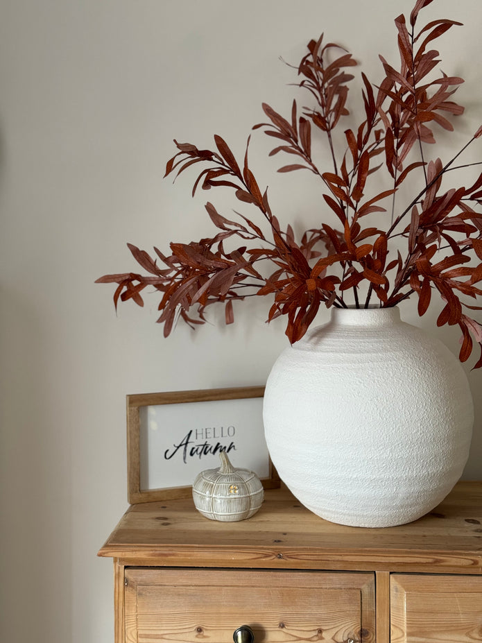 White Hello Autumn Sign