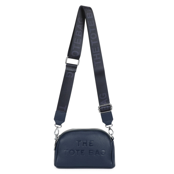 Chocolate brown Jamie Bags double zip crossbody bag, showcasing its sleek design and adjustable strap for accessories.