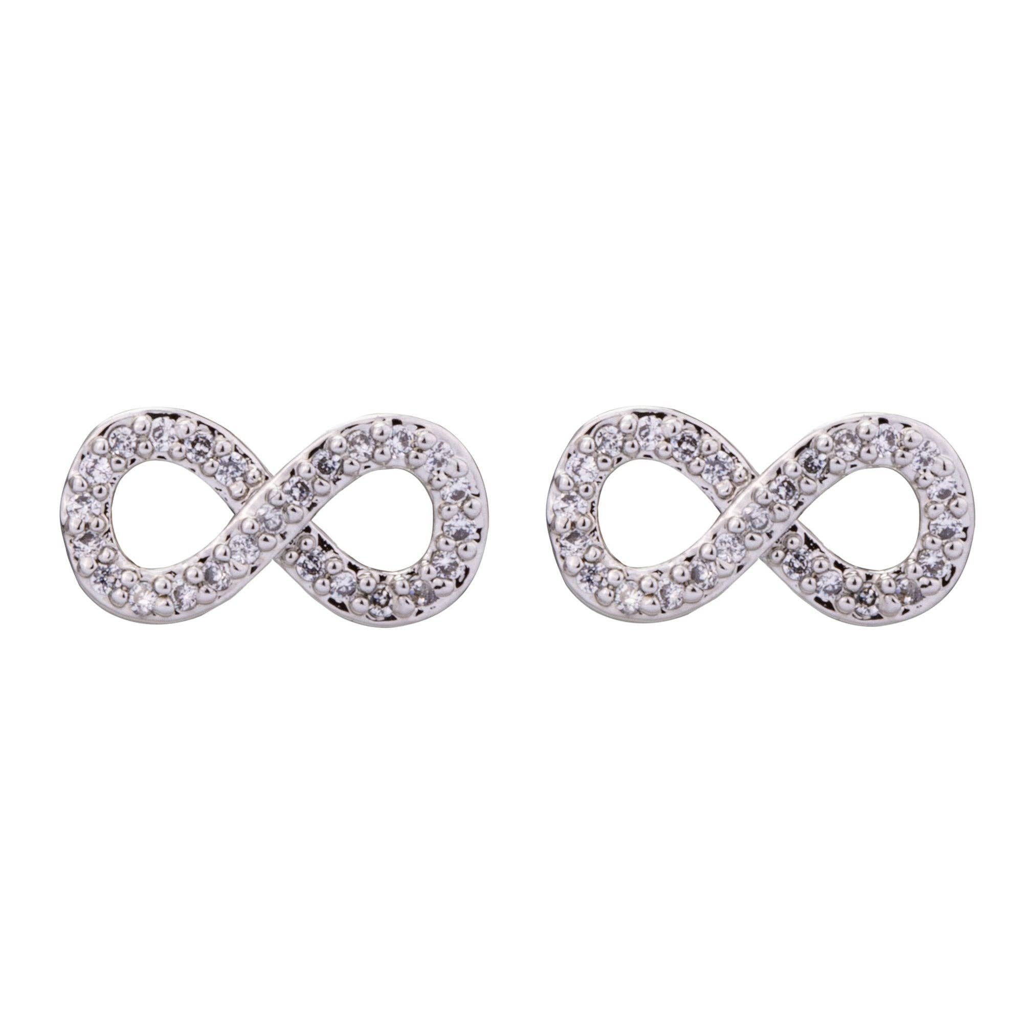 Keira Plated Clear Cubic Zirconia Infinity Stud Earrings