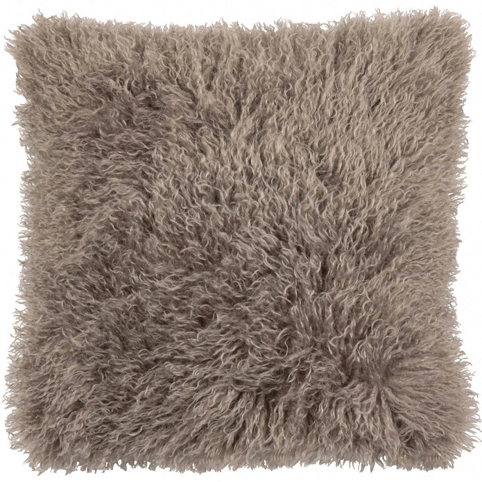 Brown faux fur cushion cover by Riva Home, soft furnishings with plush, cozy texture and stylish design for home decor.