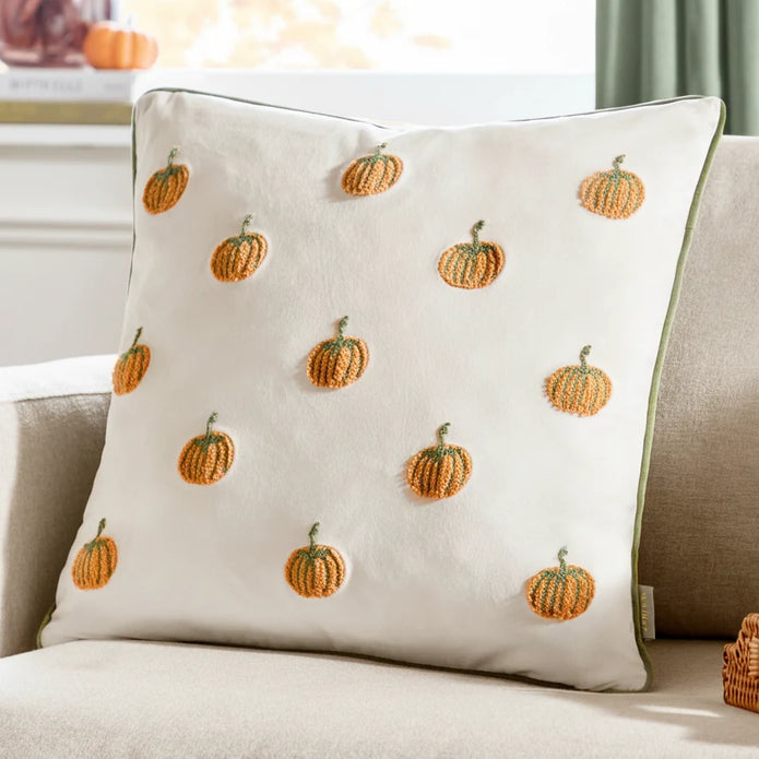 Riva Home pumpkin spice tufted velvet cushion cover with soft, textured fabric and decorative stitching for cozy home decor.