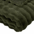 Olive Green Luxury Faux Fur Blanket Throw, close-up of the olive green faux fur ridges