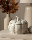 White Glazed Ceramic Pumpkin Jar