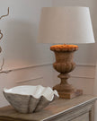 Large neutral stone clam shell bowl by Hill Interiors, ideal as elegant home decor with a matte finish and natural stone appearance.
