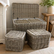 Lows Burley rattan wicker lidded storage trunk with woven design, ideal for stylish furniture and home organization.