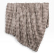 Beige Luxury Faux Fur Blanket Throw, beige faux fur throw draped to show its rounded textured rows