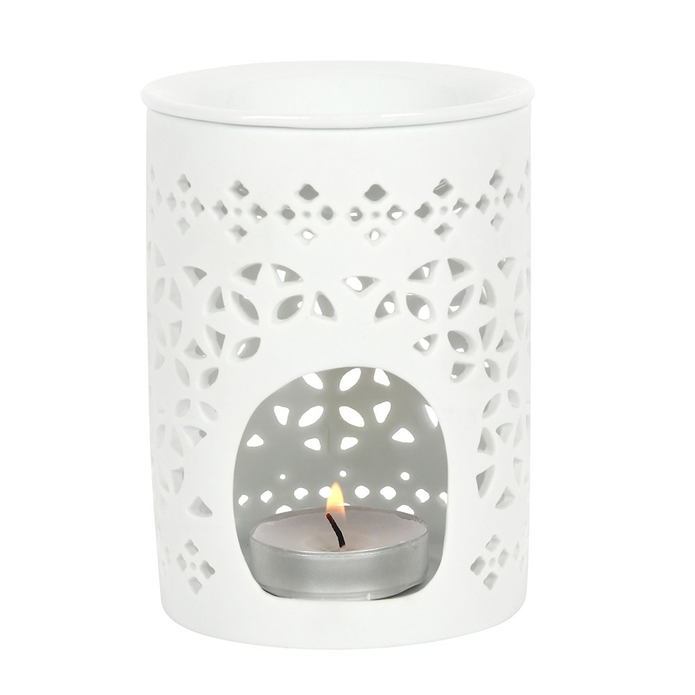 White Matte Cut Out Oil Burner and Wax Warmer