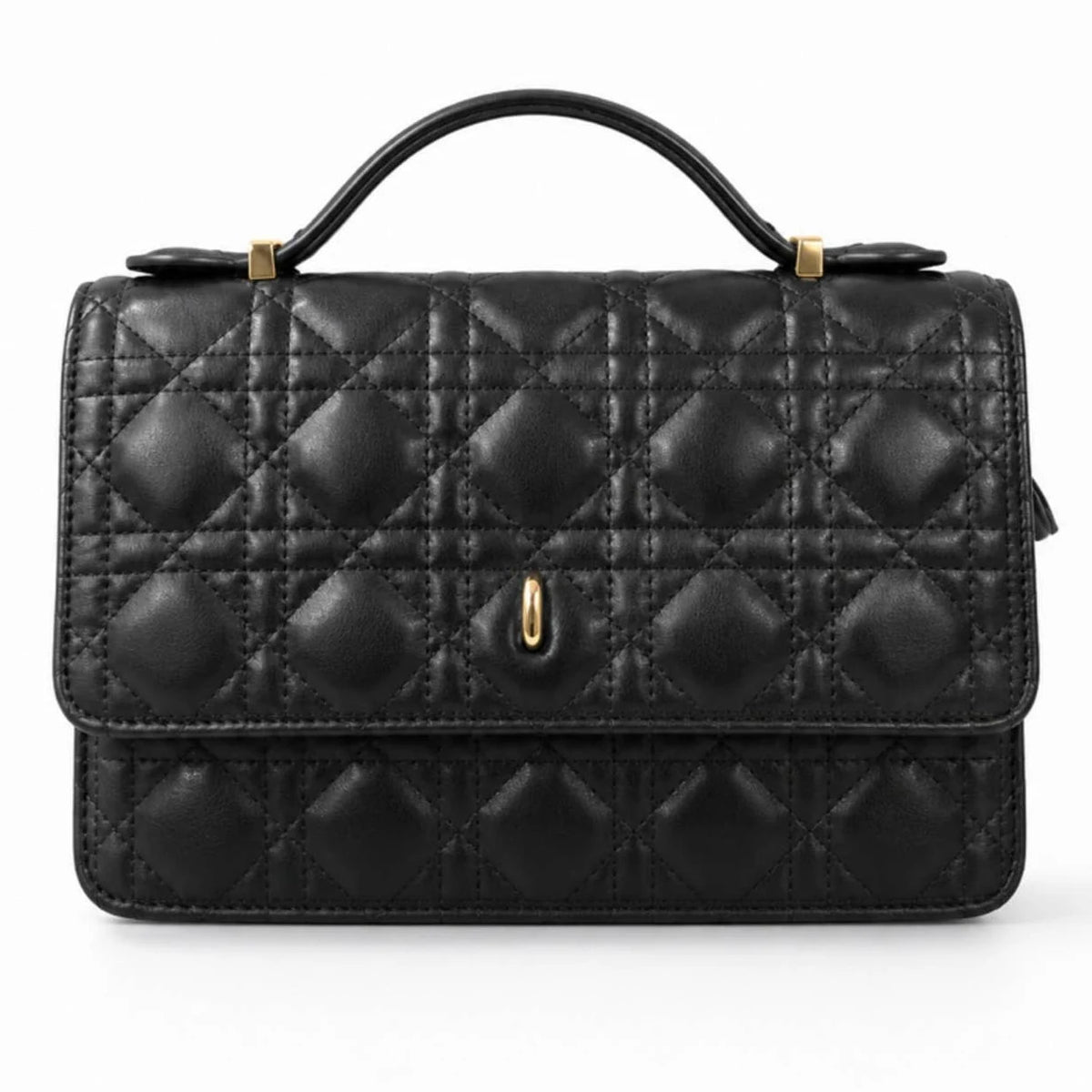Black quilted Jamie Bags crossbody bag with top handle and zip closure, stylish accessories for everyday use.