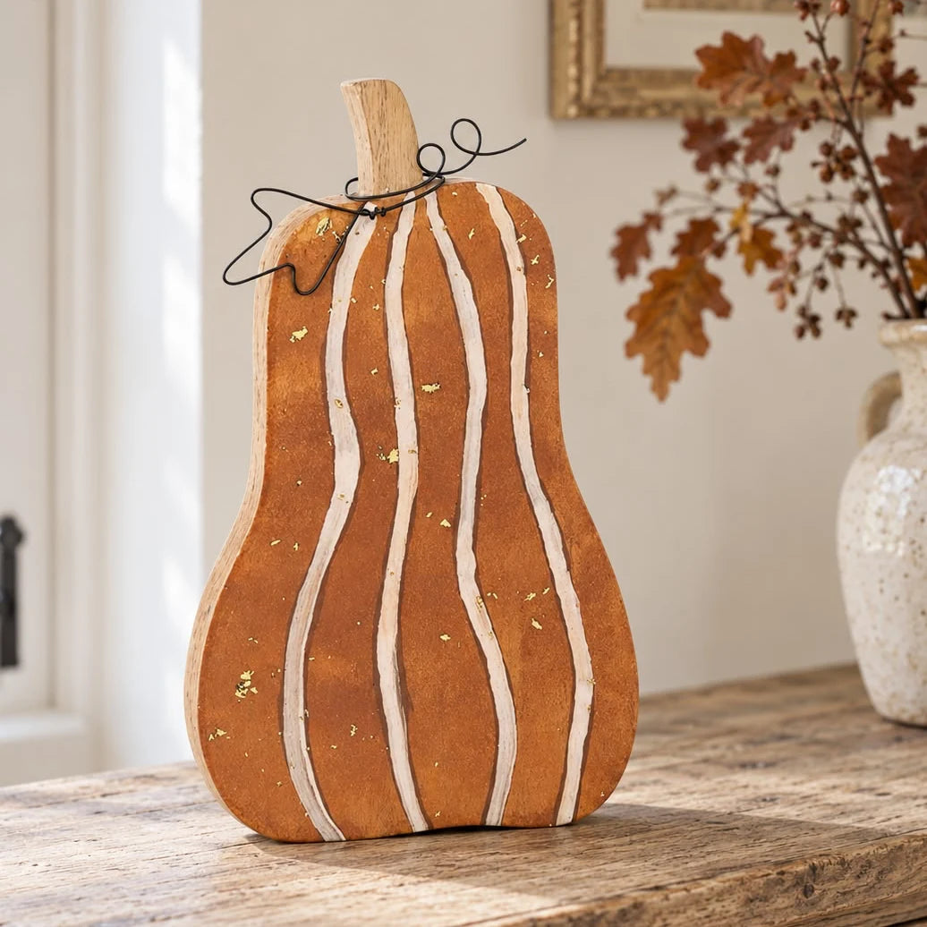 Wooden Orange Pumpkin Decoration – product view 1