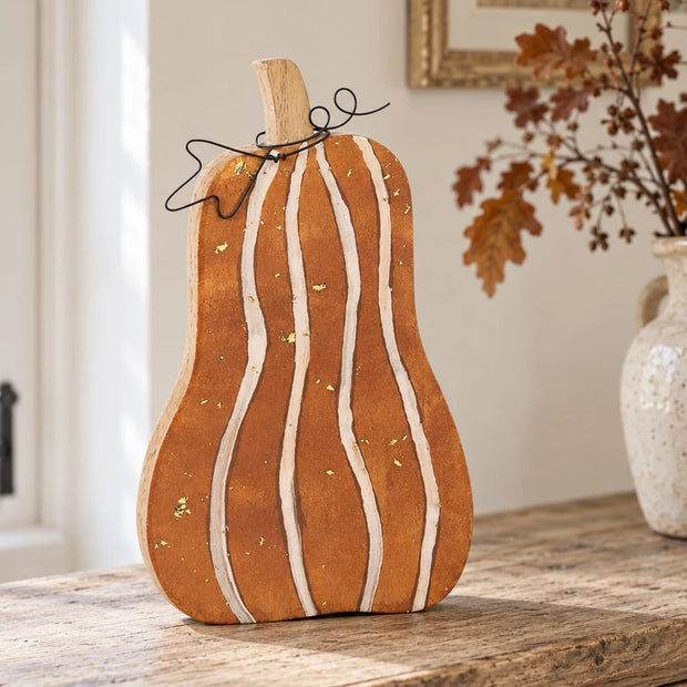 Wooden Orange Pumpkin Decoration – product view 1