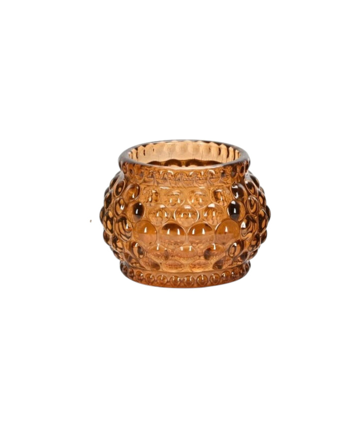 Rust Brown Glass Bubble Candle Pot Holder