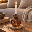 Round Glass Bud Vase - Amber