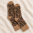 Tan Fluffy Leopard Print Socks