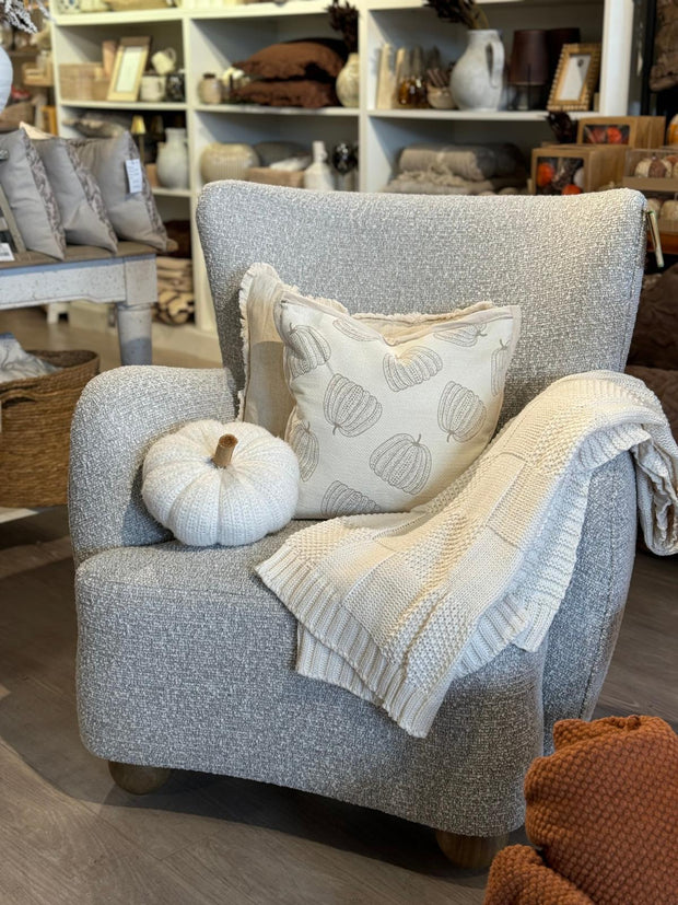 Greige Boucle Large Comfy Arm Chair