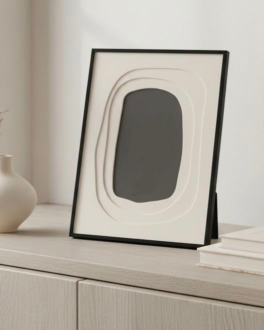 Wavy Black Colour Photo Frame White Border
