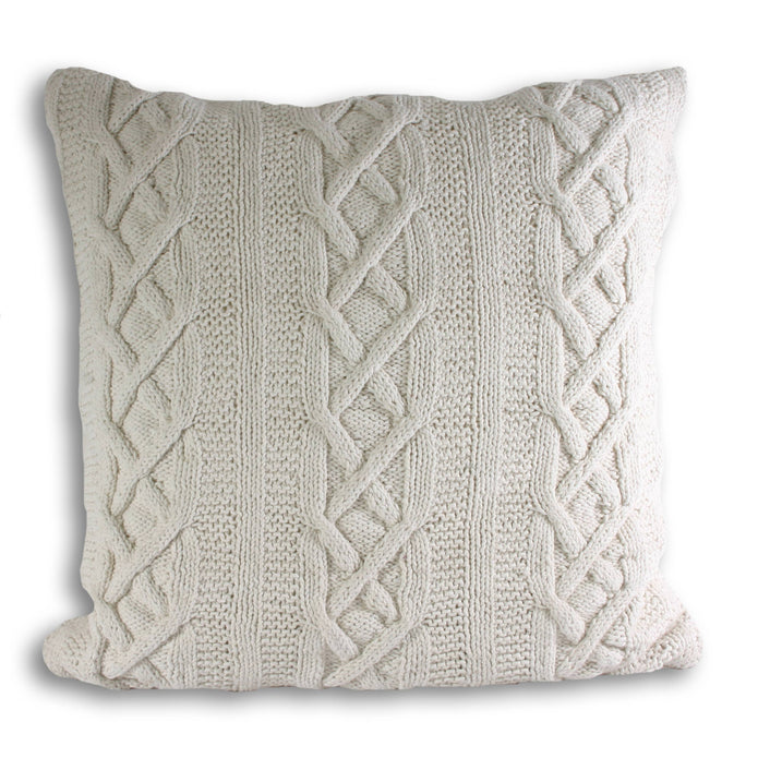 Aran Cable Knit Cream Cushion Cover