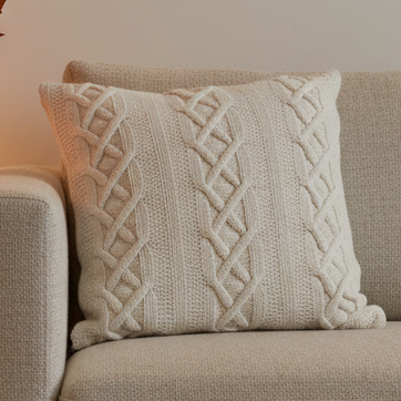 Aran Cable Knit Cream Cushion Cover