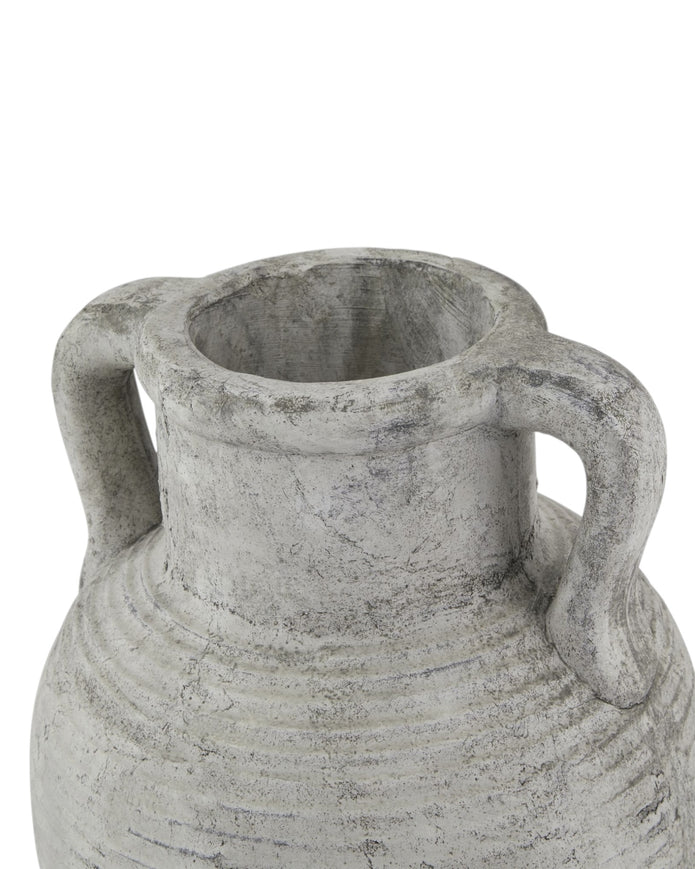 Neutral stone Athena Amphora Vase by Hill Interiors with classic, elegant shape and textured surface, perfect for home decor.