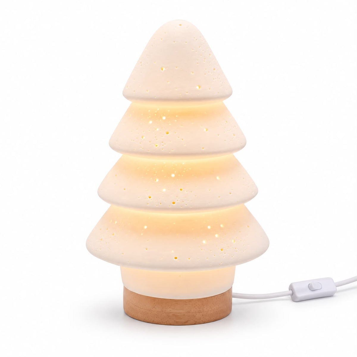 White Porcelain Christmas Tree Tiered Lamp