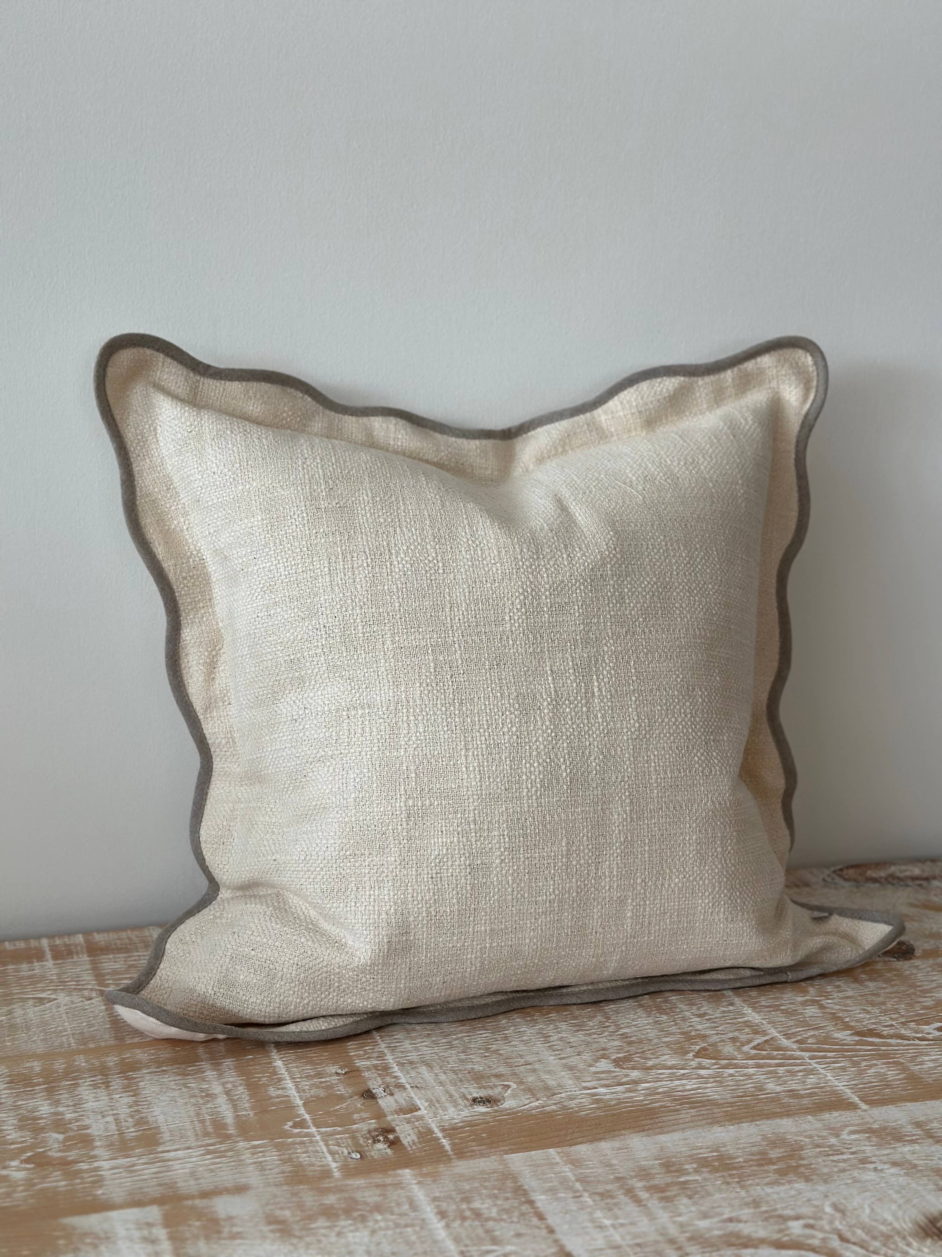 Chloe Cream And Greige Scalloped Cushion Cover