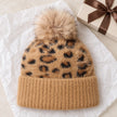 Tan Leopard Print Fluffy Bobble Hat