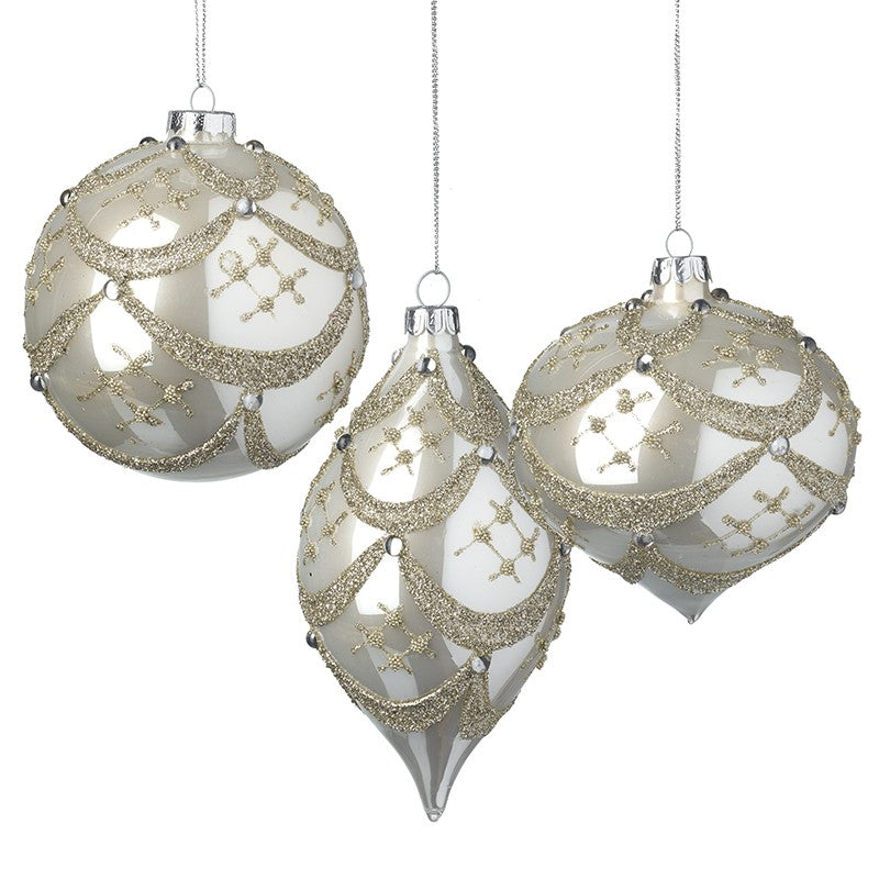 Pearl and Silver Ornate Bauble