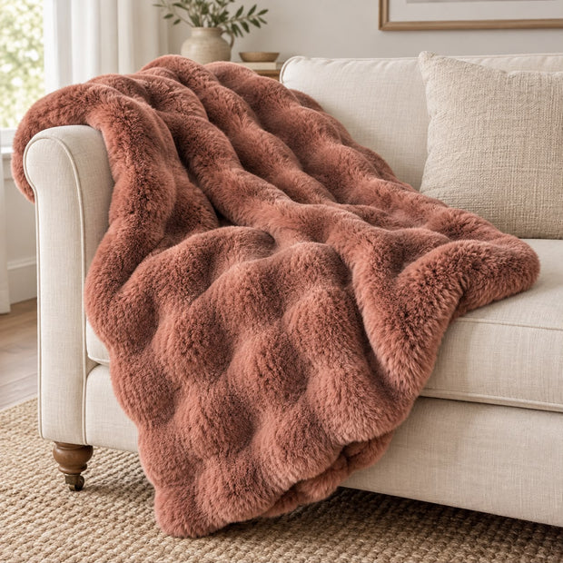 Rosewood Pink Luxury Faux Fur Blanket Throw