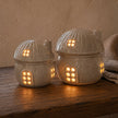 Glazed Ceramic Light Up LED Mushroom House