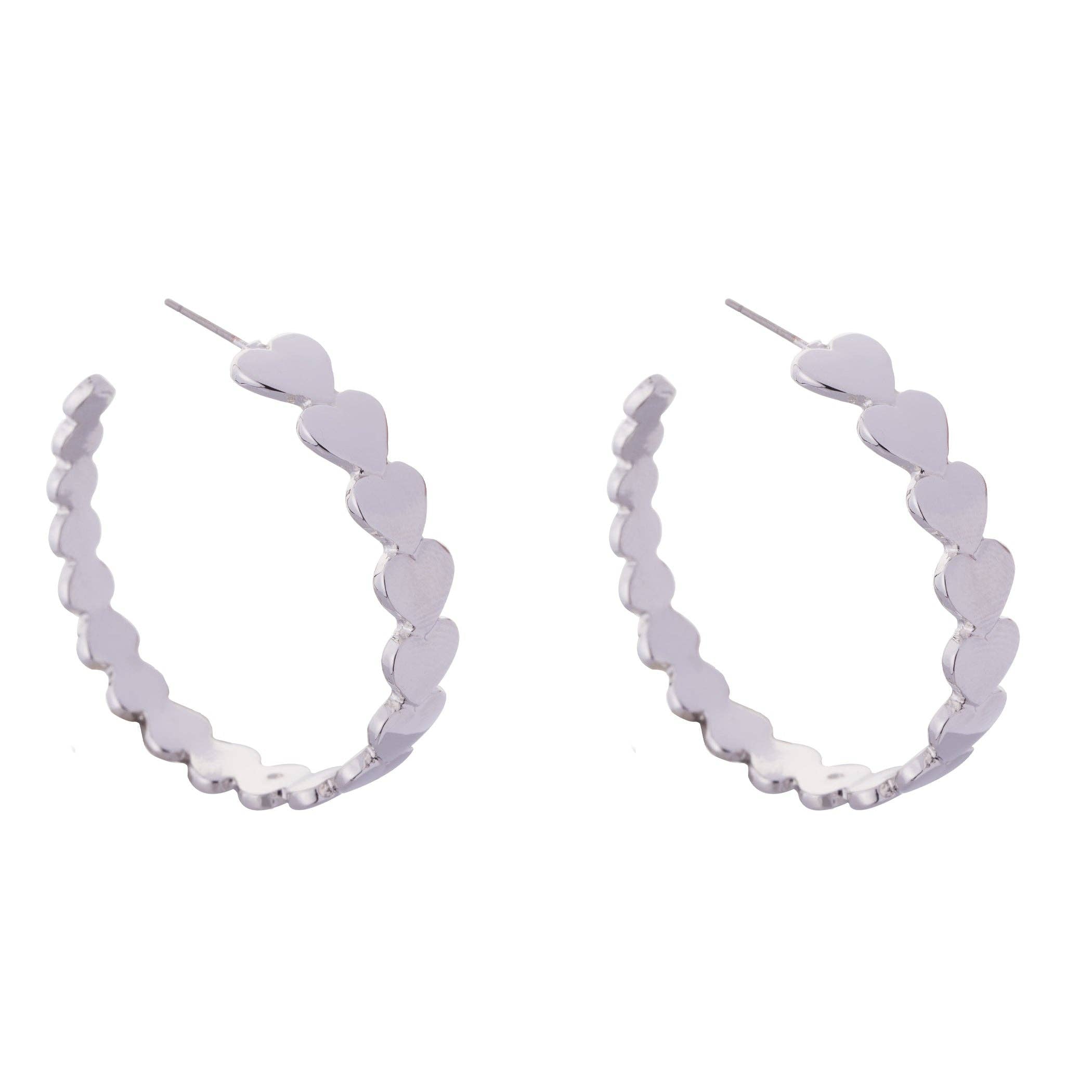 Eternal Hoop Contemporary Heart Stud Earrings