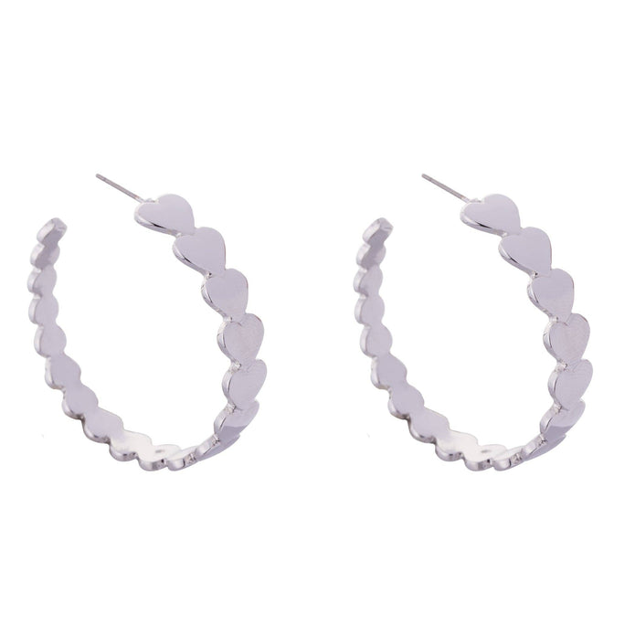 Eternal Hoop Contemporary Heart Stud Earrings