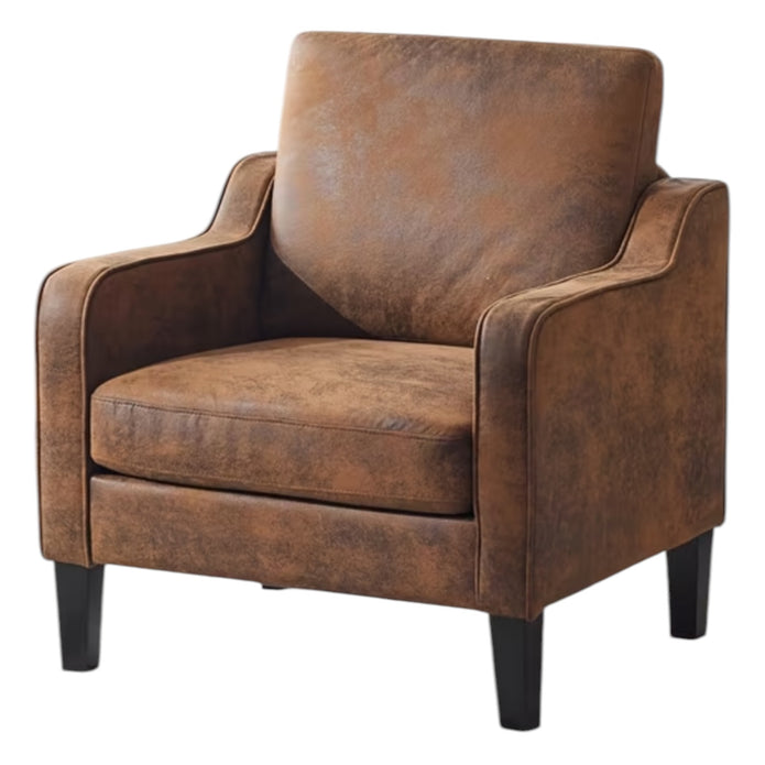 Brown Small Leatherette Tub Arm Chair