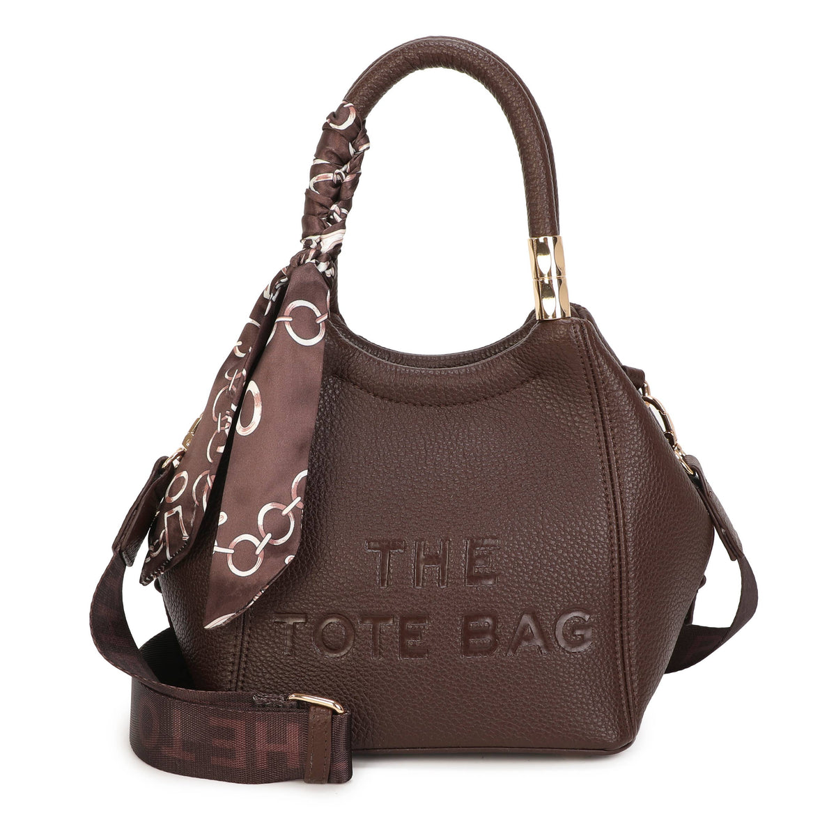 Chocolate brown Jamie Bags tote grab bag with sturdy handles and spacious interior, perfect for accessories and everyday use.
