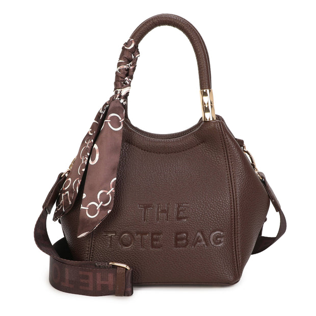 Chocolate brown Jamie Bags tote grab bag with sturdy handles and spacious interior, perfect for accessories and everyday use.