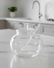 Glass Sugar Or Honey Pot And Spoon
