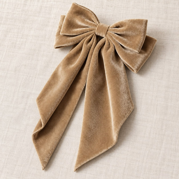 Beige Velvet Bow