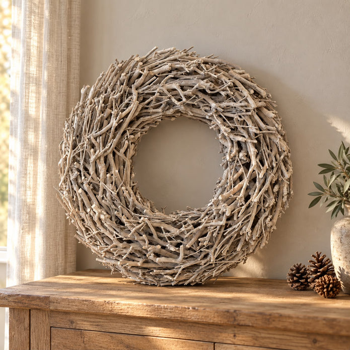 Root Branch Wreath Whitewash 45cm