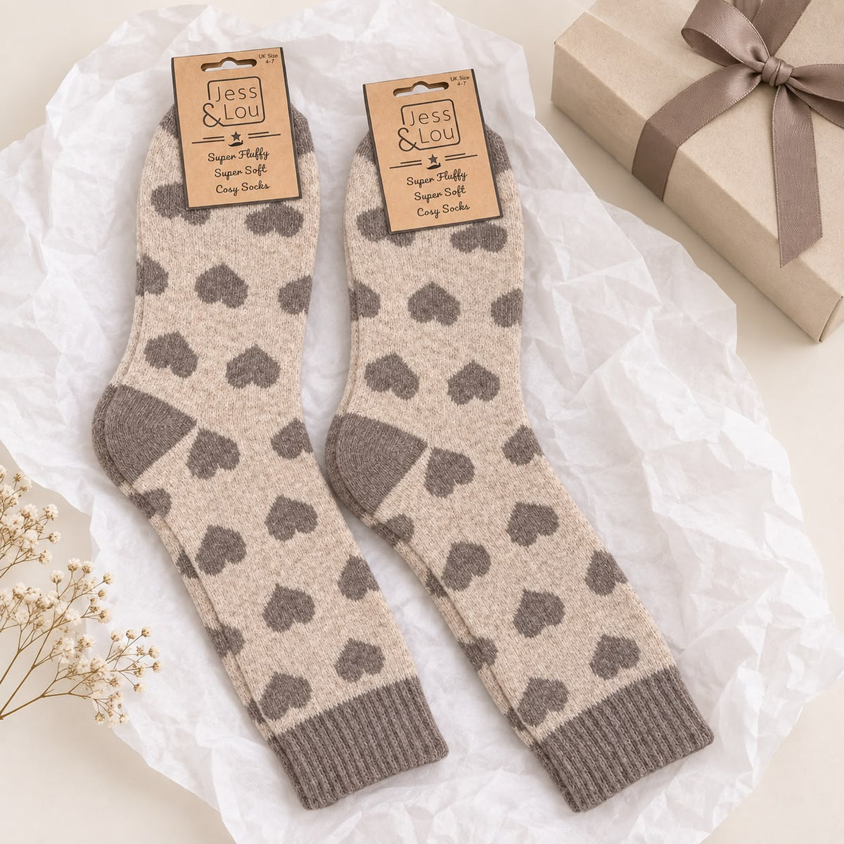 Cappuccino Heart Cosy Socks