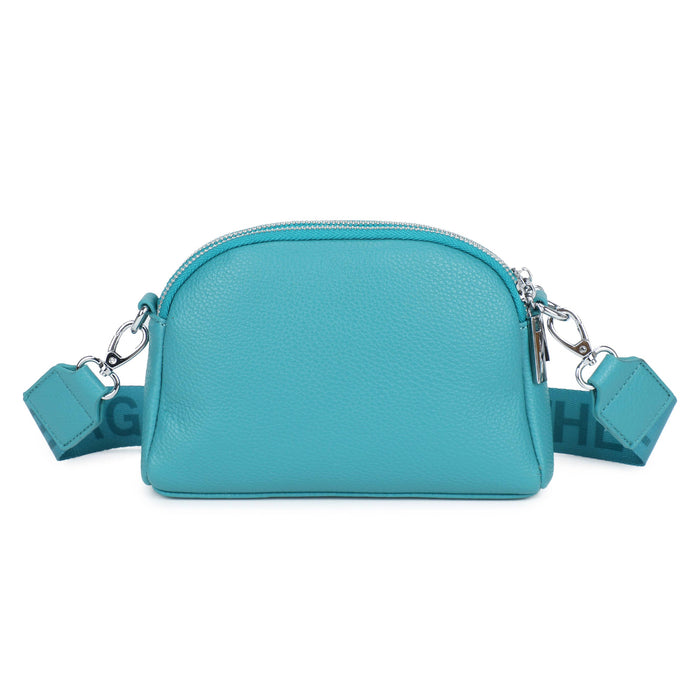 Black Jamie Bags double zip crossbody bag with adjustable strap and multiple compartments, perfect for accessories and daily use.