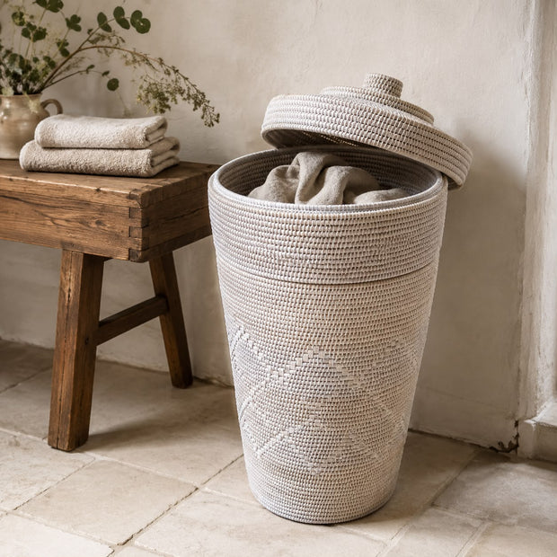 Rattan Laundry Basket With Sloping Lid