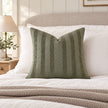 Olive Green Textured Stripe Velveteen Cushion Cover