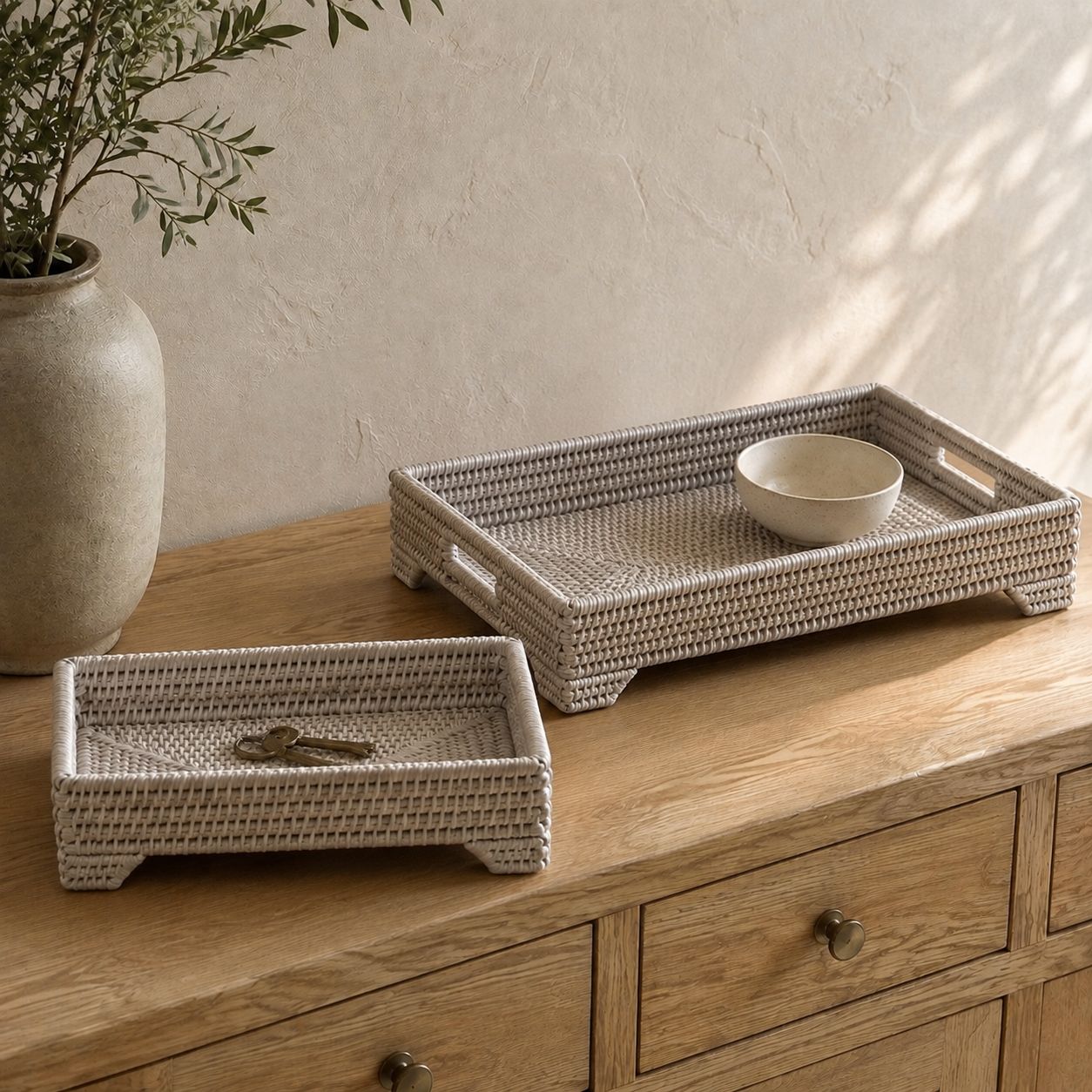 Wickham Rattan Rectangle Footed Tray