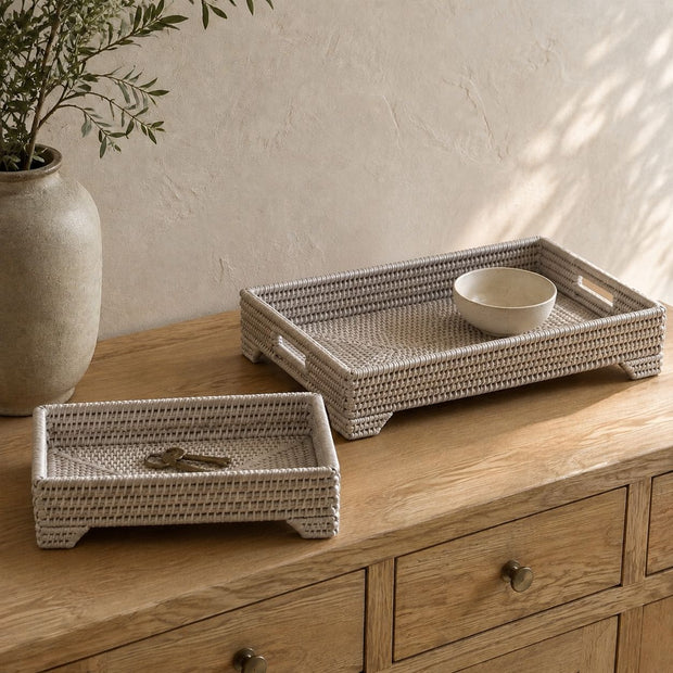 Wickham Rattan Rectangle Footed Tray