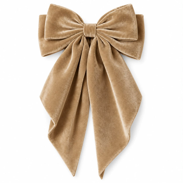 Beige Velvet Bow