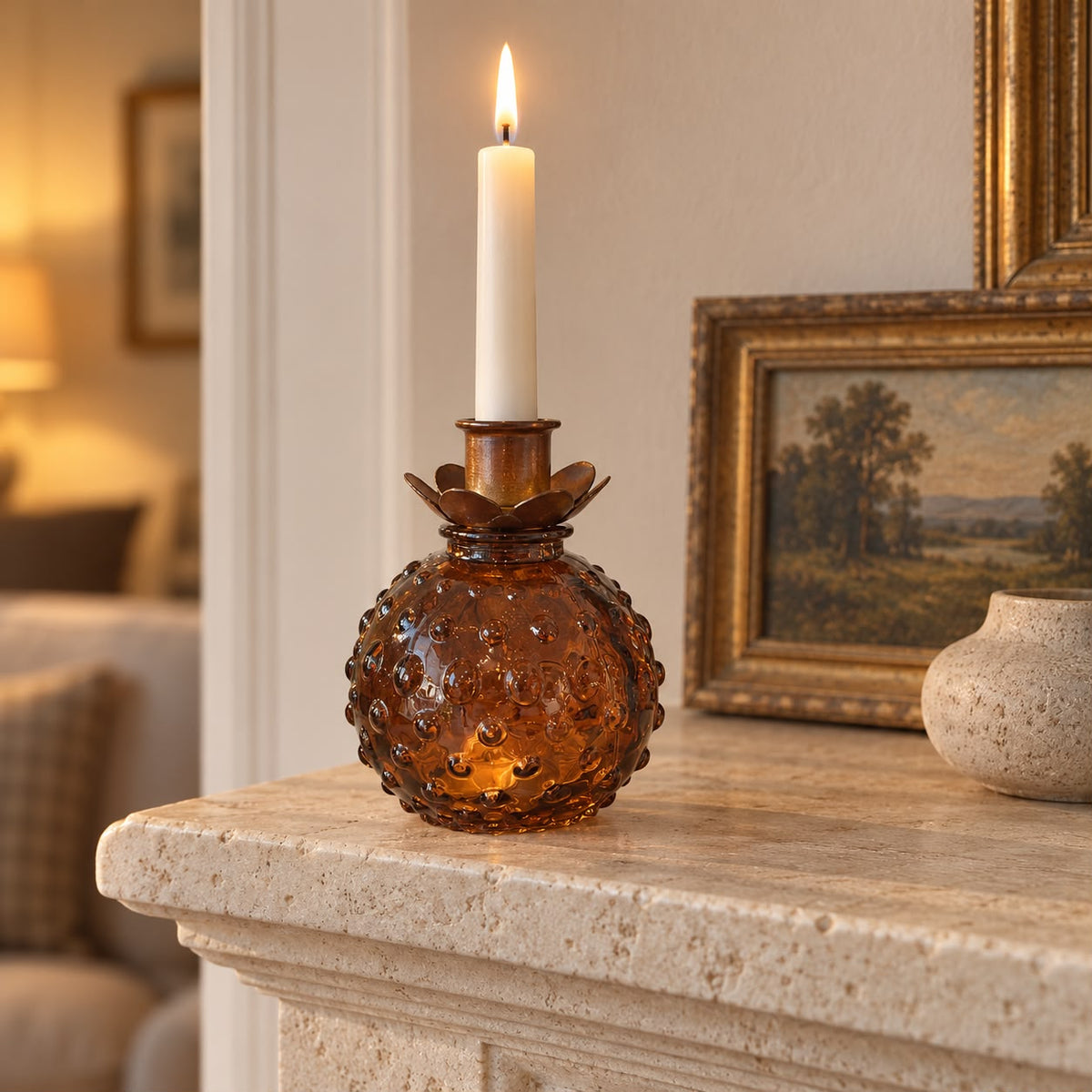 Round Glass Bud Vase - Amber
